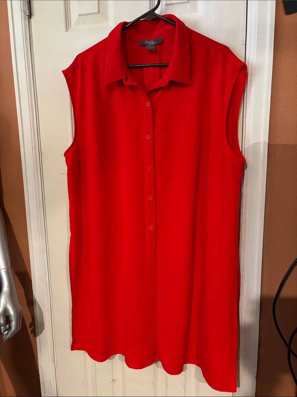 Apt. 9 Sleeveless Red Button-Front Tunic